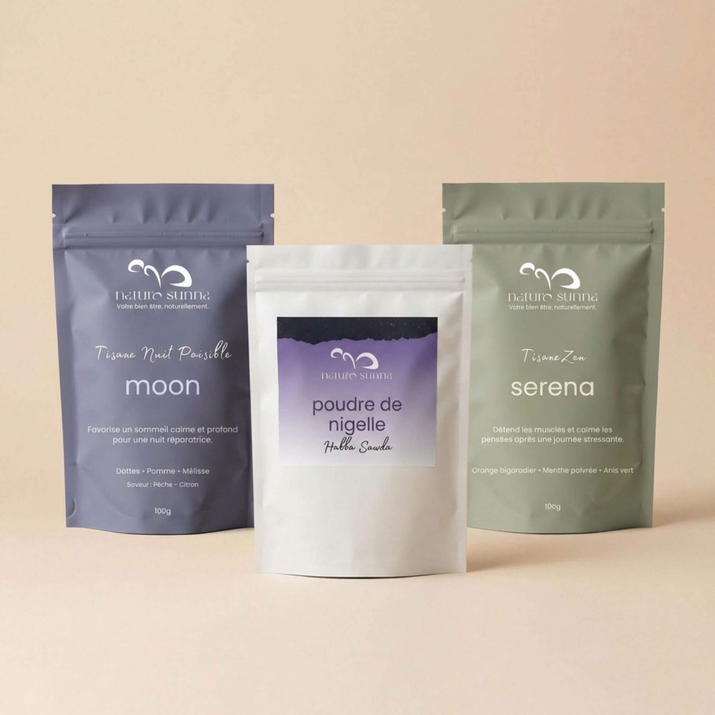 Pack Sérénité Naturo Sunna réunissant les produits naturels en vrac dédiées aux moments de calme et de détente.