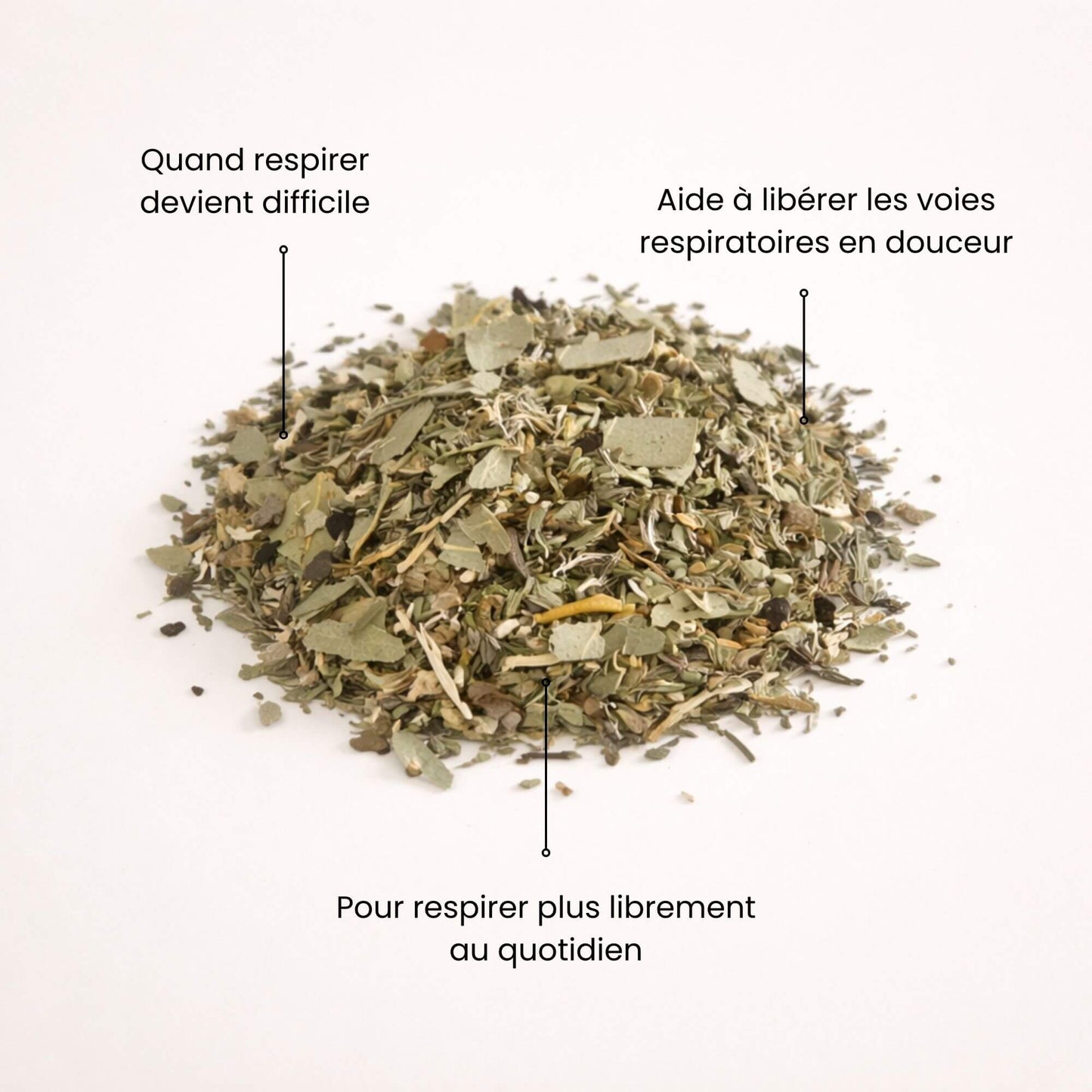 Mélange de plantes pour tisane respiration Naturo Sunna, conçue pour accompagner le confort respiratoire et apaiser la gorge